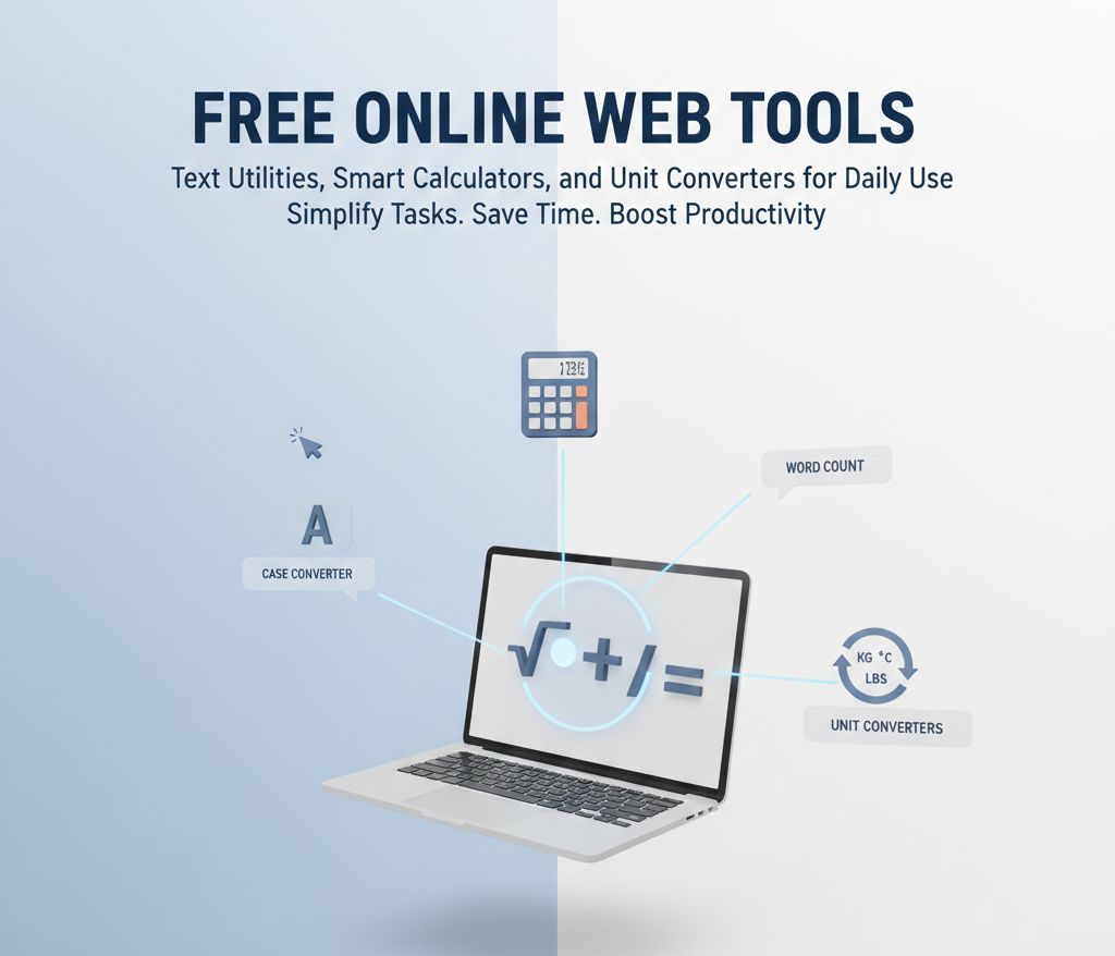 Free Online Web Tools: Text Utilities, Smart Calculators, and Unit Converters for Daily Use